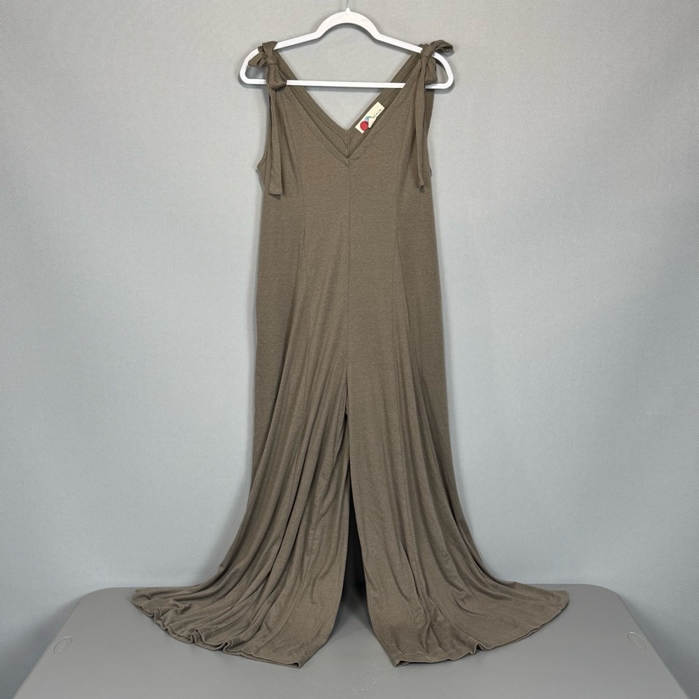 Free People Beach Alice One Piece Jumpsuit Women M Wide Leg V Neck Shoulder Ties